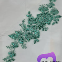 GREEN - Lace Applique Motif - Embroided Sequin