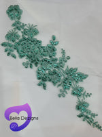 GREEN - Lace Applique Motif - Embroided Sequin
