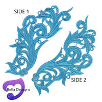 LAKE BLUE - Lace Applique Motif - Venise Lace (CURLY)