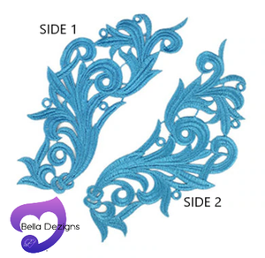 LAKE BLUE - Lace Applique Motif - Venise Lace (CURLY)