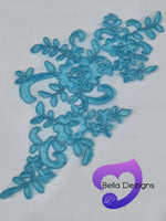 LAKE BLUE - Lace Applique Motif - Bridal Flower
