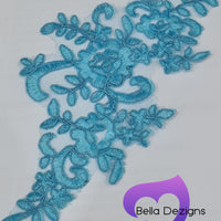 LAKE BLUE - Lace Applique Motif - Bridal Flower