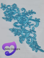 LAKE BLUE - Lace Applique Motif - Bridal Flower
