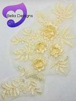 LEMON - Lace Applique Motif - 3D 4 Flower
