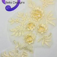 LEMON - Lace Applique Motif - 3D 4 Flower