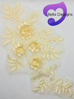 LEMON - Lace Applique Motif - 3D 4 Flower
