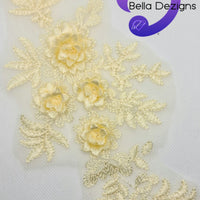 LEMON - Lace Applique Motif - 3D 4 Flower