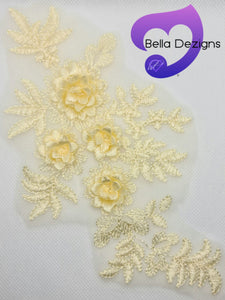 LEMON - Lace Applique Motif - 3D 4 Flower