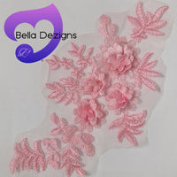 LIGHT PINK - Lace Applique Motif - 3D 4 Flower
