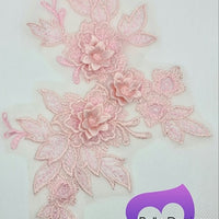 LIGHT PINK - Lace Applique Motif - 3D 3 Flower