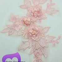 LIGHT PINK - Lace Applique Motif - 3D 3 Flower