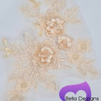 LIGHT PEACH - Lace Applique Motif - 3D 3 Flower