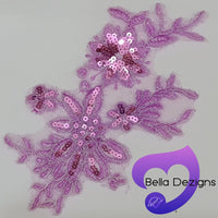 LIGHT PURPLE - Lace Applique Motif - Sequined Venise Lace
