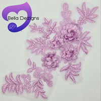 LILAC - Lace Applique Motif - 3D 4 Flower