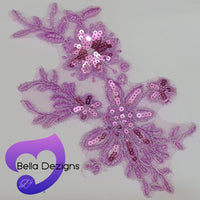 LIGHT PURPLE - Lace Applique Motif - Sequined Venise Lace
