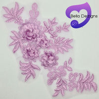 LILAC - Lace Applique Motif - 3D 4 Flower