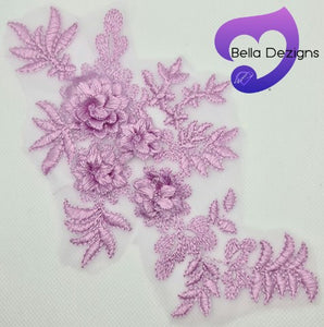 LILAC - Lace Applique Motif - 3D 4 Flower