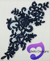 NAVY BLUE - Lace Applique Motif - Bridal Flower
