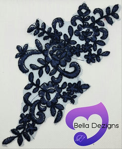 NAVY BLUE - Lace Applique Motif - Bridal Flower