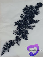 NAVY - Lace Applique Motif - Embroided Sequin
