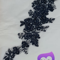 NAVY - Lace Applique Motif - Embroided Sequin