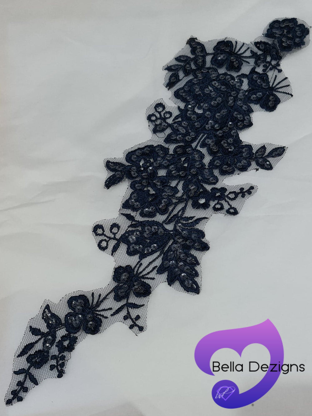 NAVY - Lace Applique Motif - Embroided Sequin