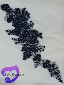 NAVY - Lace Applique Motif - Embroided Sequin