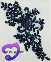 NAVY BLUE - Lace Applique Motif - Bridal Flower
