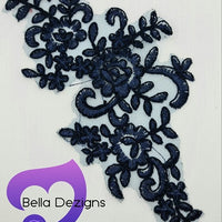 NAVY BLUE - Lace Applique Motif - Bridal Flower