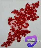 RED - Lace Applique Motif - Bridal Flower
