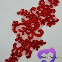 RED - Lace Applique Motif - Bridal Flower