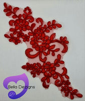 RED - Lace Applique Motif - Bridal Flower
