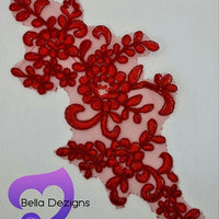 RED - Lace Applique Motif - Bridal Flower