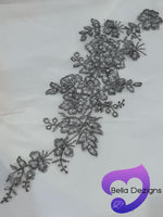 SILVER - Lace Applique Motif - Embroided Sequin
