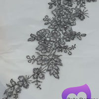 SILVER - Lace Applique Motif - Embroided Sequin