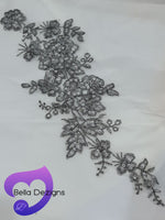 SILVER - Lace Applique Motif - Embroided Sequin
