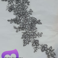 SILVER - Lace Applique Motif - Embroided Sequin