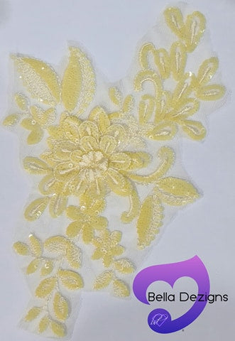 SOFT LEMON - Lace Applique Motif - 3D 1 Flower