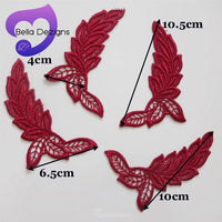 BURGUNDY - Lace Applique Flower Trim Motifs
