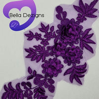 VIOLET - Lace Applique Motif - 3D 4 Flower