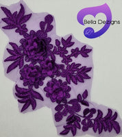 VIOLET - Lace Applique Motif - 3D 4 Flower
