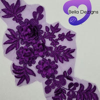 VIOLET - Lace Applique Motif - 3D 4 Flower