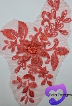 WATERMELON - Lace Applique Motif - 3D Sequined 1 Flower