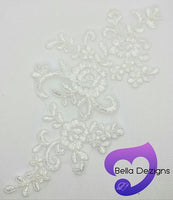 WHITE - Lace Applique Motif - Bridal Flower
