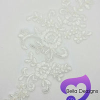 WHITE - Lace Applique Motif - Bridal Flower