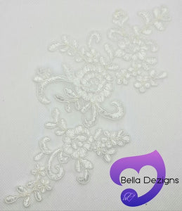 WHITE - Lace Applique Motif - Bridal Flower