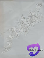 WHITE - Lace Applique Motif - Embroided Sequin
