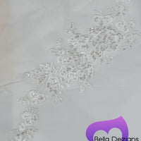 WHITE - Lace Applique Motif - Embroided Sequin