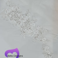 WHITE - Lace Applique Motif - Embroided Sequin