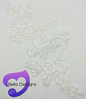 WHITE - Lace Applique Motif - Bridal Flower
